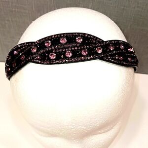 Sparkly Rhinestone Headband Pink Purple Disco 70s Glam Boho Fashionista Chic